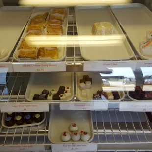 a display case full of donuts