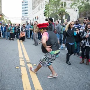 Huge circle and some guy getting jiggy with it!