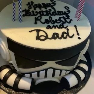 Stormtrooper cake made with buttercream and fondant