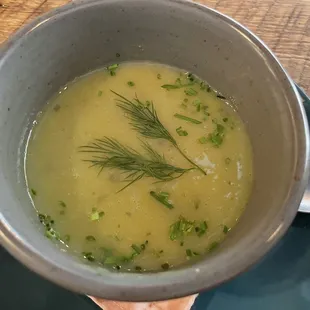 Cream of asparagus soup.