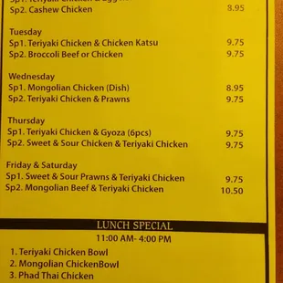 Daily specials!!