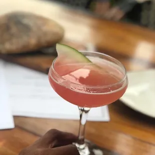 Watermelon martini and artisan bread