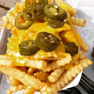 Cheese fries with jalapeño