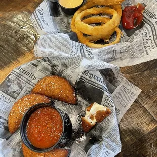 Fried Mozzarella and onion rings