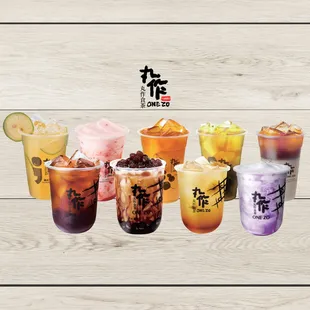 Assorted selection of delicious beverages.