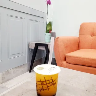 Citrus Spring tea with brown sugar boba