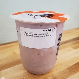 Taro Milk Green Tea, uses thick taro paste