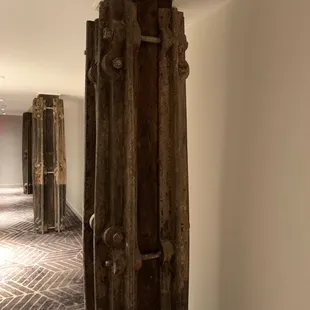 Hallway with exposed support beams