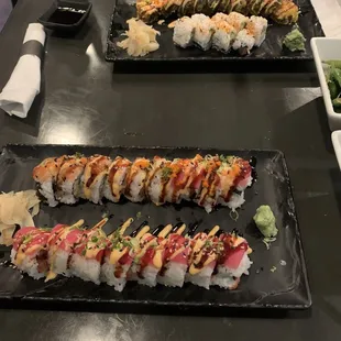 Sexy girl roll (back) and Tuna Lover Maki Roll (8pc) (front).