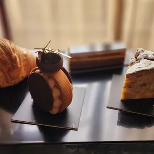 Croissant, bread pudding, opera cake, Paris parfait