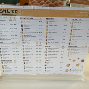 Menu- so much to choose from