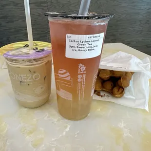Thai Milk Tea Cactus Lychee Lemon Green Tea Honey Boba Original WaffleOriginal
