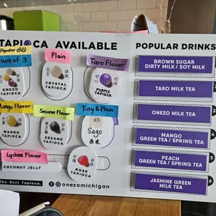 Flavored tapioca avaliable