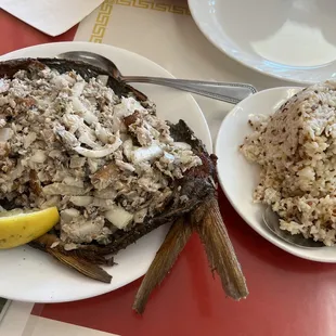 Bangus sisig with a side of garlic fried rice