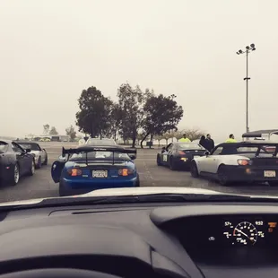 Lining up for the first track time of the day