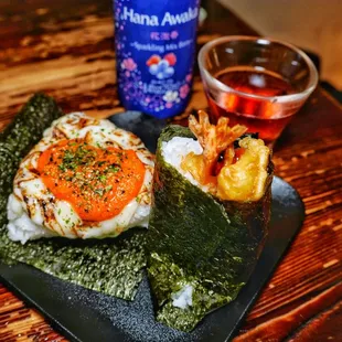 Mentaiko special and ebi ten onigiri