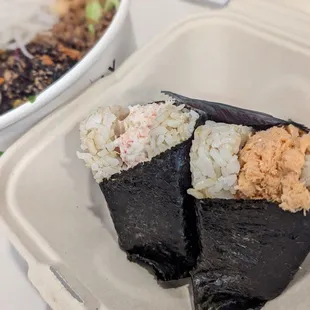 Snow crab and salmon onigilly