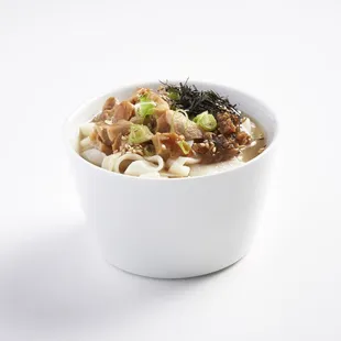 Tofu Noodle Soup. Low carb tofu shirataki noodles in miso-based broth w/ shiitake mushroom, sesame, green onion &amp; seaweed!