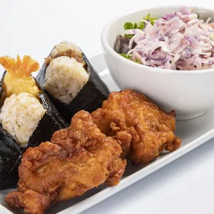 Onigilly with Karaage and Wasabi Slaw