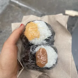Spicy tuna Onigiri and ume Onigiri