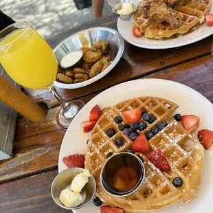 Waffle Breakfast with berries