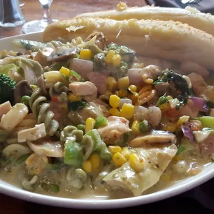 Massive plate of pasta from the pasta bar. Going to be eating this all week.