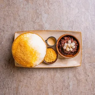 Dessert $18 : Shaved Ice with Red Bean Topping