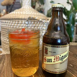 me and my dad's sips! Sago gulaman and San Miguel beer