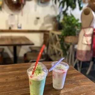 two drinks on a table