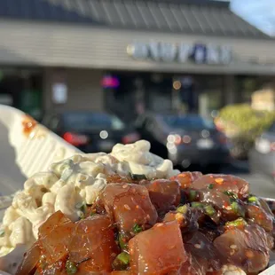 Small Spicy Ahi and Mac Salad with Rice