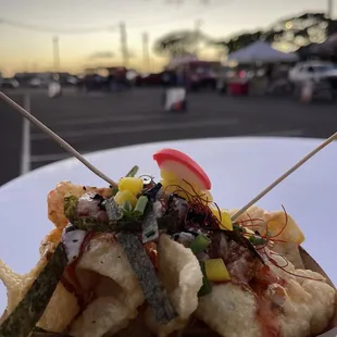 nachos with pickles on top