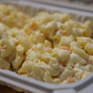 a container of macaroni salad