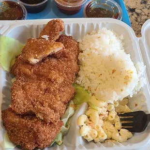 Chicken katsu... accidentally started eating before the pic but yeah, here it is!