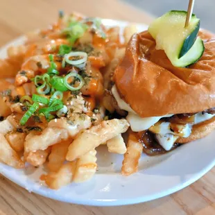 The burger is excellent--it's like loco moco on a bun.