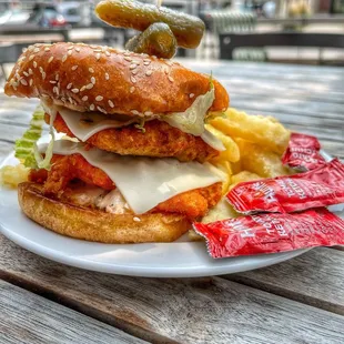 : McMahi Sandwich -  Mahi-mahi w/ Kimchee tartar, White American cheese , Lettuce.