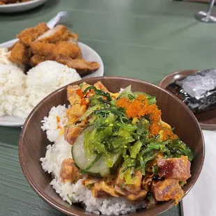 Spicy Poke + Chicken Katsu + Spam musubi