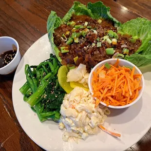 a plate of asian food