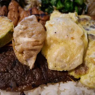 Ono Special (Kalbi, BBQ chicken, meat jun, fish jun, mandoo)