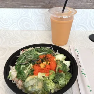Thai tea with a BYOB (build your own bowl)