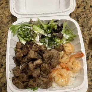 Steak and shrimp plate