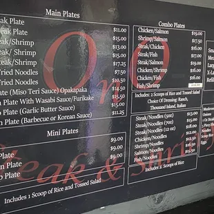Menu as of January 2023