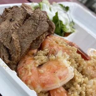 4psc Garlic Shrimp and 4oz steak