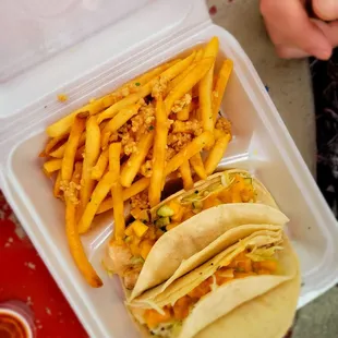 Fish tacos with garlic fries