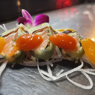 a close up of a plate of food