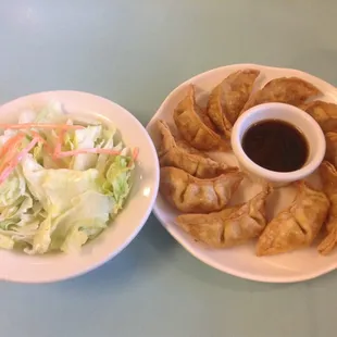 Nice yummy healthy salad and 10 piece gyoza was really yummy.