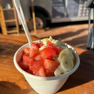 Strawberry kiwi goodness (they were out of kiwi so substitute with banana)