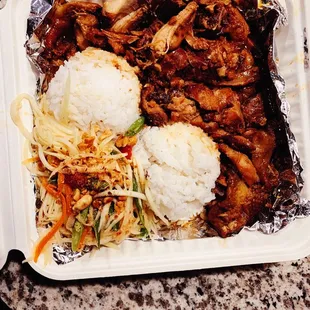 Chicken Plate, Papaya Salad