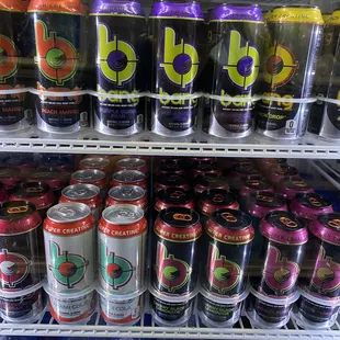 a refrigerator full of sodas