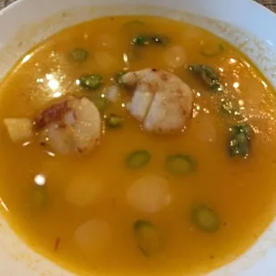 Scallop asparagus soup
