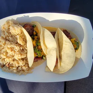 Plantain Tacos, Rice, and Beans